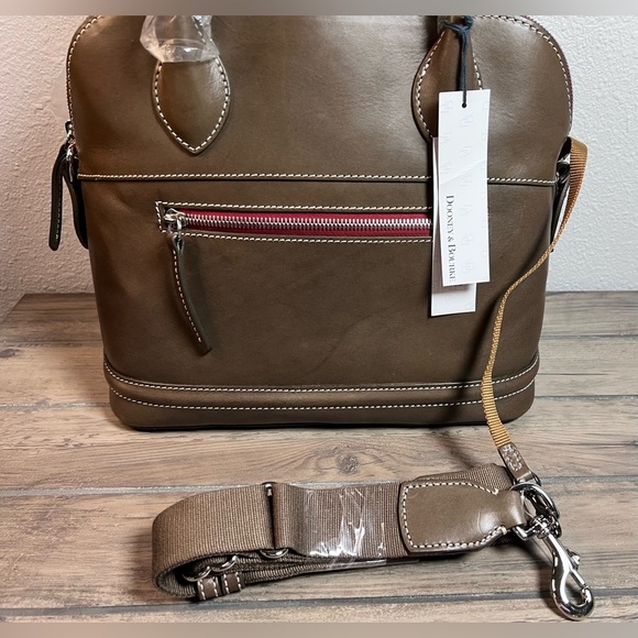 Dooney & Bourke NWT Toscana Elephant Brown Florentine Leather Domed Satchel Bag - Picture 8 of 16